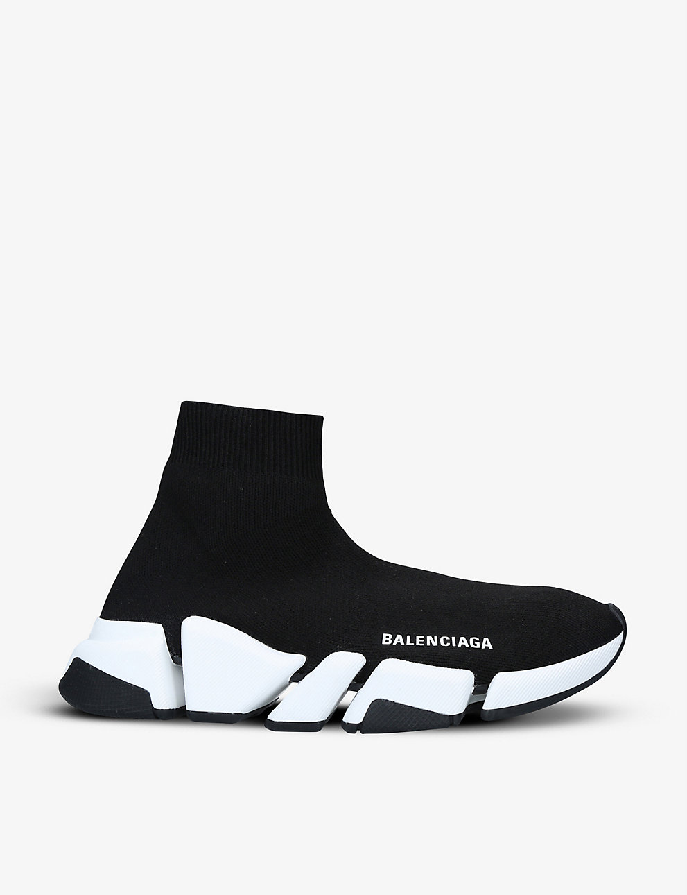 BALENCIAGA Women’s Speed 2.0 stretch-knit mid-top trainers BLACK/WHITE ...